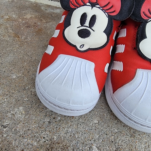 Adidas Superstar Red Disney Minnie Mouse Slip-on Toddler Sneakers 8K - Picture 6 of 12